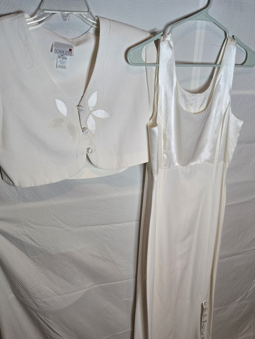 Vintage Scarlett Ivory Satin-Trim Slip with Embroidered Bolero